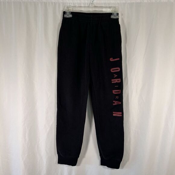 Air Jordan Sweat Pants Boys Large Black Pull On Pockets Graphic Print - Picture 1 of 9